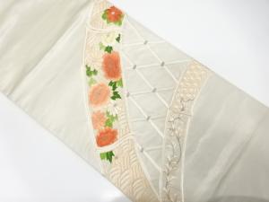 アンティーク　光悦垣に花唐草模様刺繍袋帯（材料）